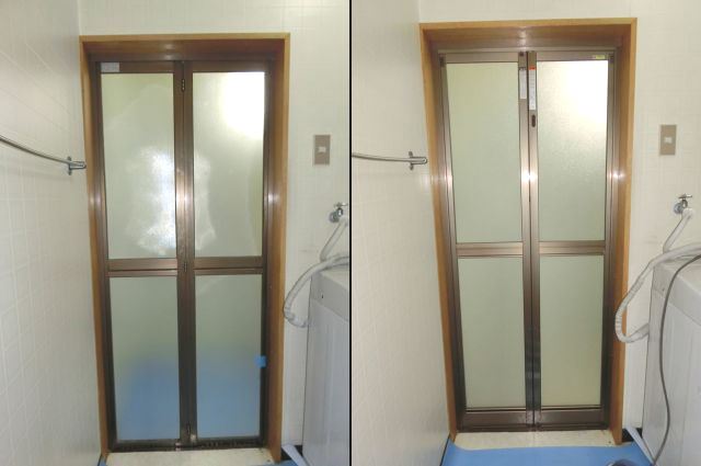 浴室中折れドア取替 名古屋市中村区